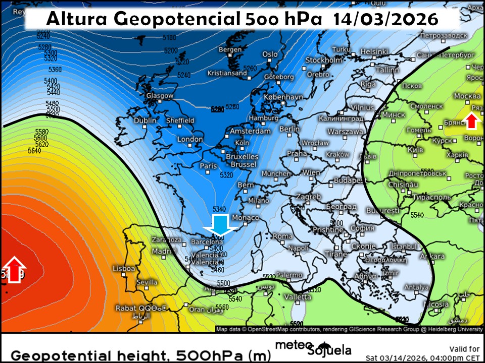 Dorsal en el Atlántico y Vaguada en el Mediterráneo