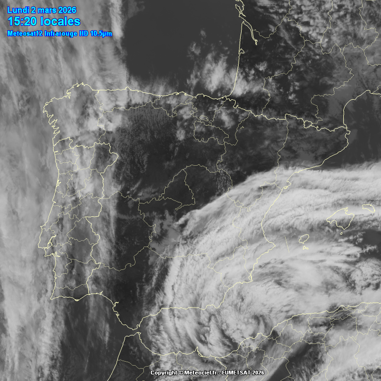 Imágenes de satélite Frente en el Atlántico y Borrasca Regina en el SE