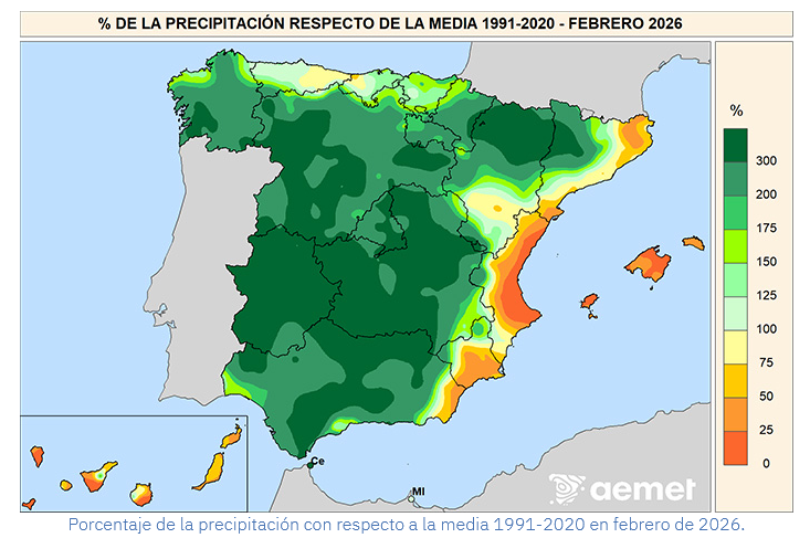 Porcentaje de Precipitación Febrero 2026