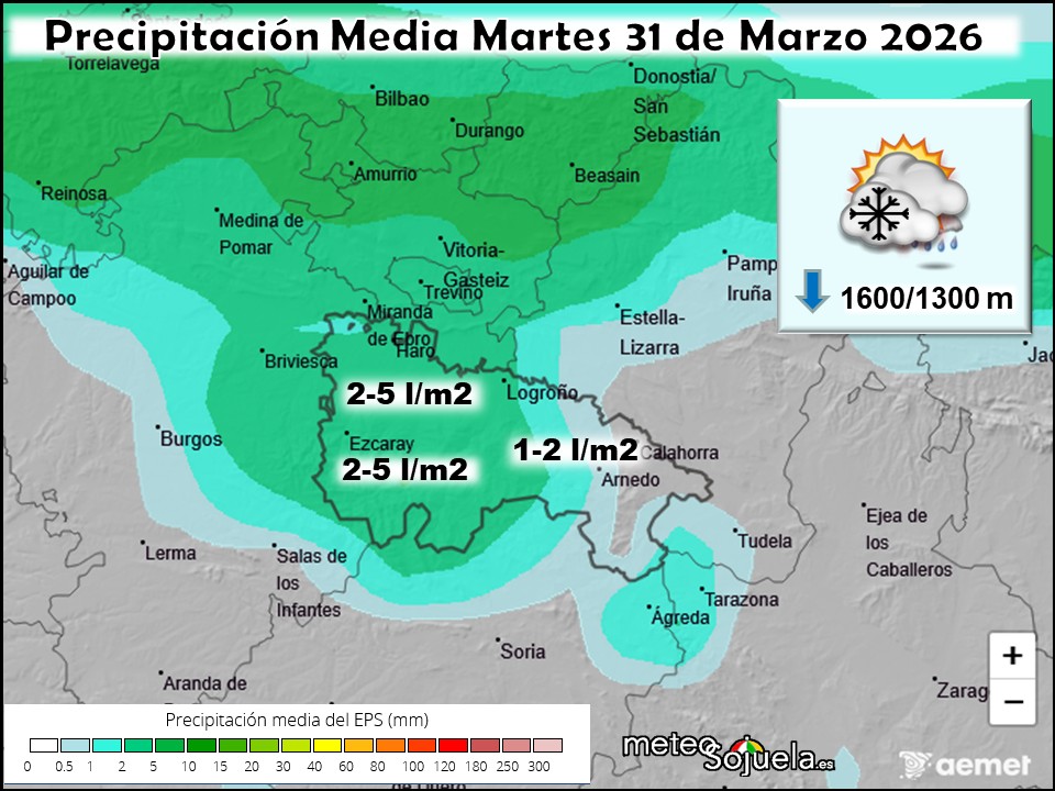 Precipitación Media según AEMET