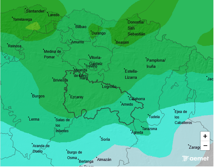 Precipitación Media según AEMET. Meteosojuela La Rioja 13