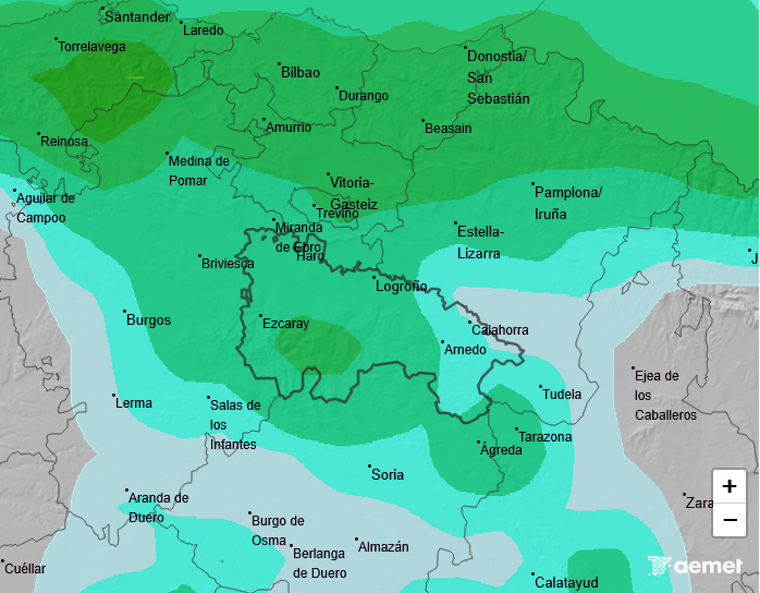 Precipitación Media según AEMET. Meteosojuela La Rioja 15
