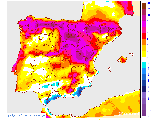 Variación de temperaturas máximas AEMET Meteosojuela 16
