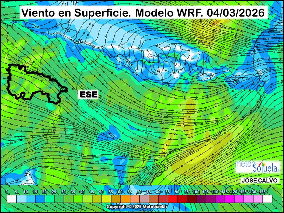Viento en Superficie Modelo WRF Meteosojuela.