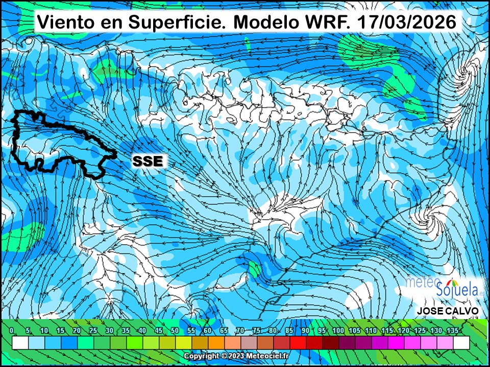 Viento en Superficie Modelo WRF Meteosojuela.