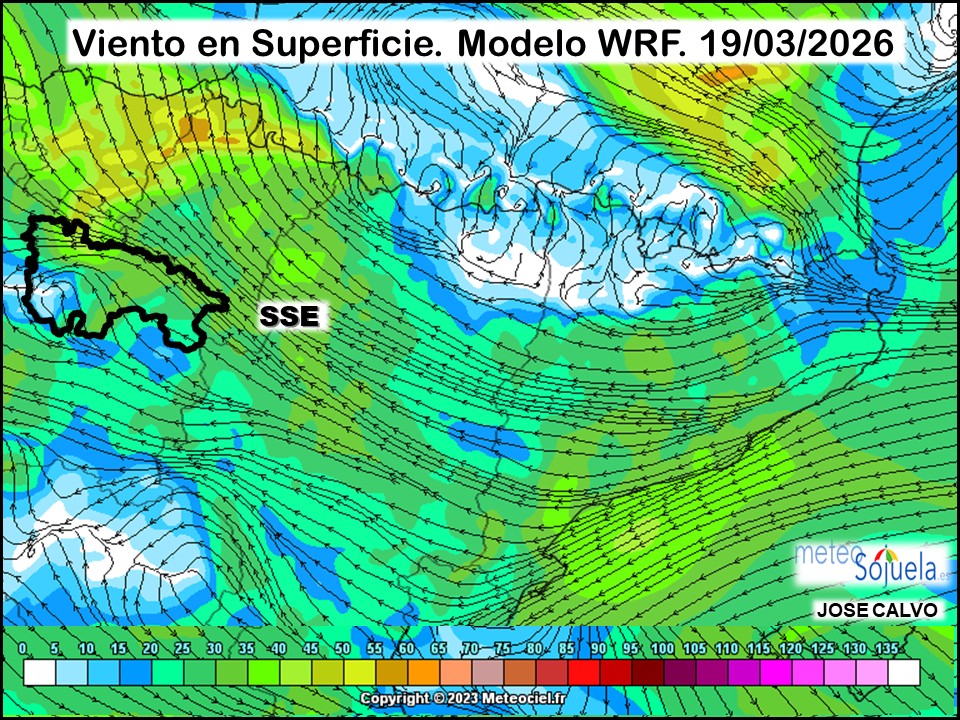 Viento en Superficie Modelo WRF Meteosojuela.
