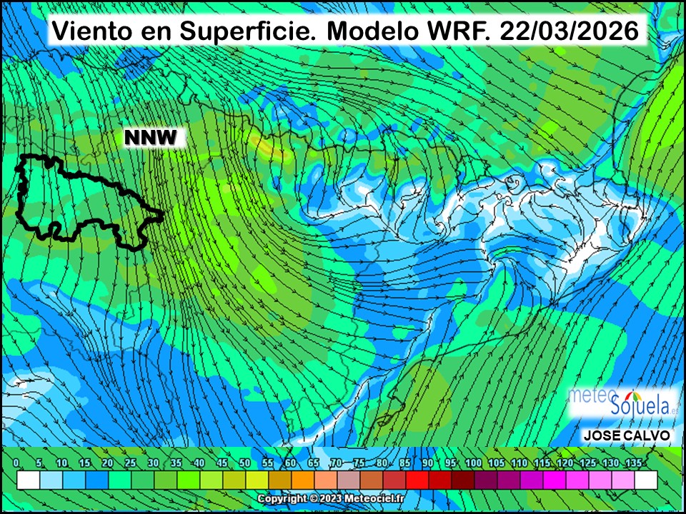 Viento en Superficie Modelo WRF Meteosojuela.