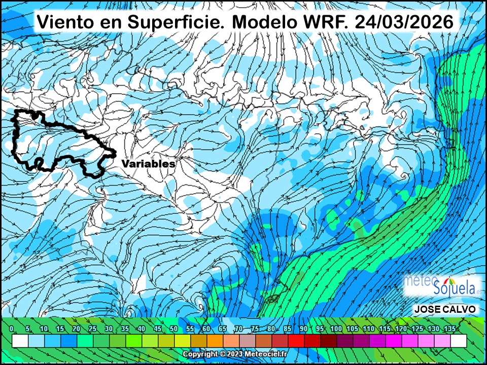 Viento en Superficie Modelo WRF Meteosojuela.