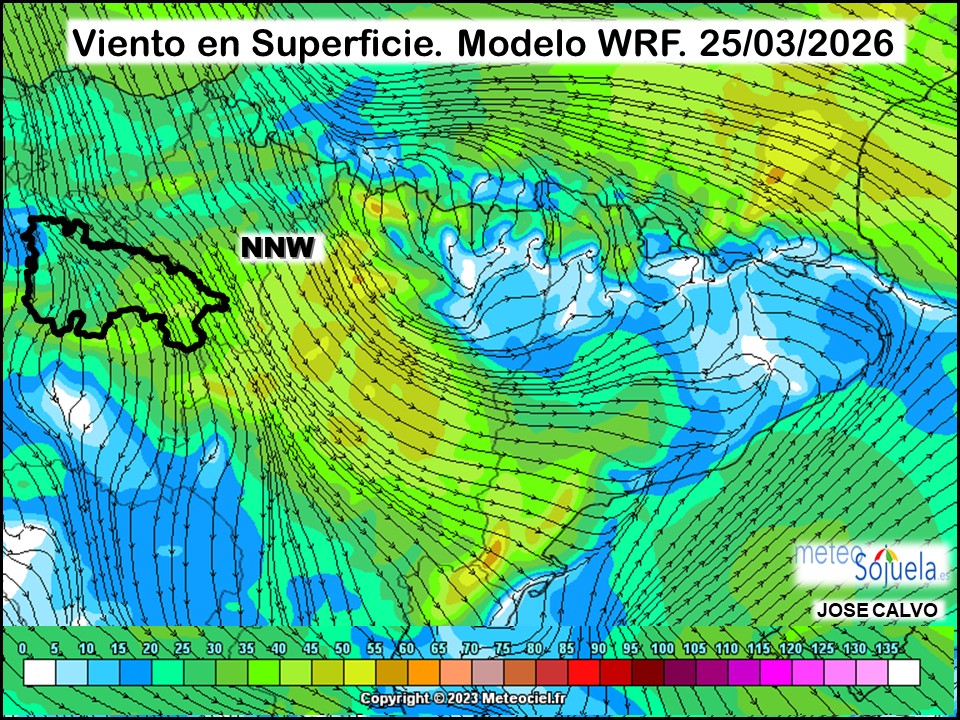Viento en Superficie Modelo WRF Meteosojuela.