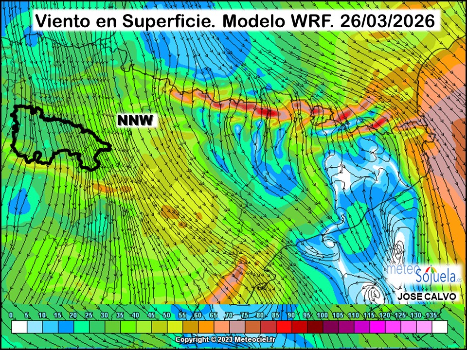 Viento en Superficie Modelo WRF Meteosojuela.