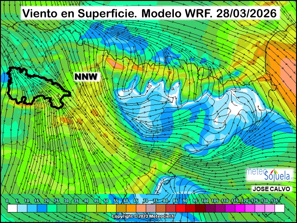 Viento en Superficie Modelo WRF Meteosojuela.