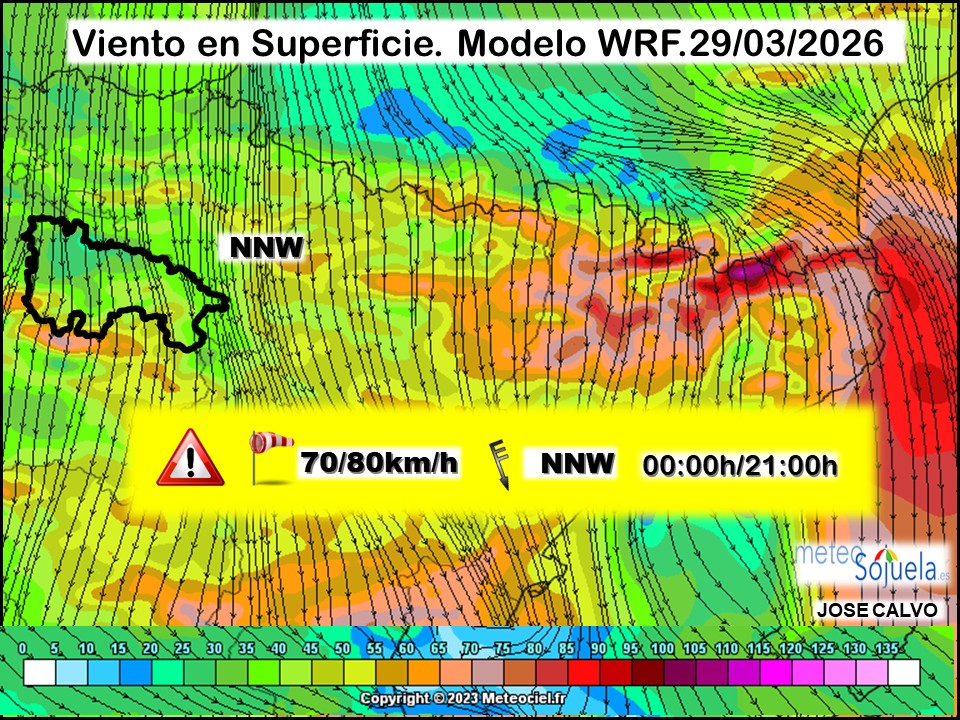 Viento en Superficie Modelo WRF Meteosojuela.