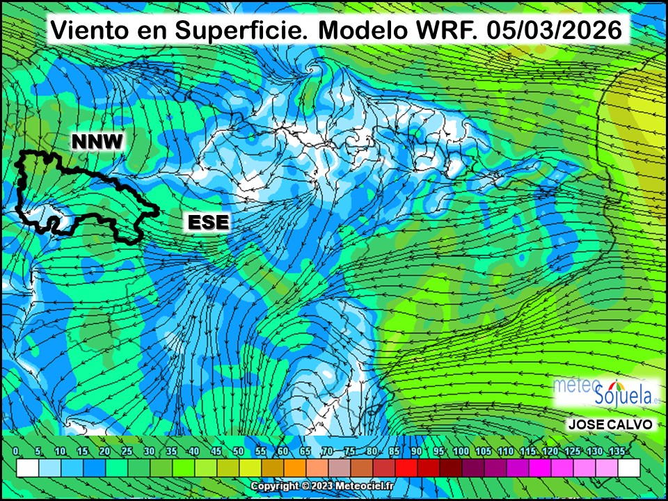 Viento en Superficie Modelo WRF Meteosojuela.