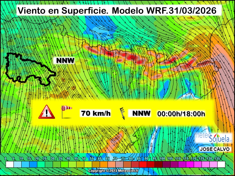 Viento en Superficie Modelo WRF Meteosojuela.