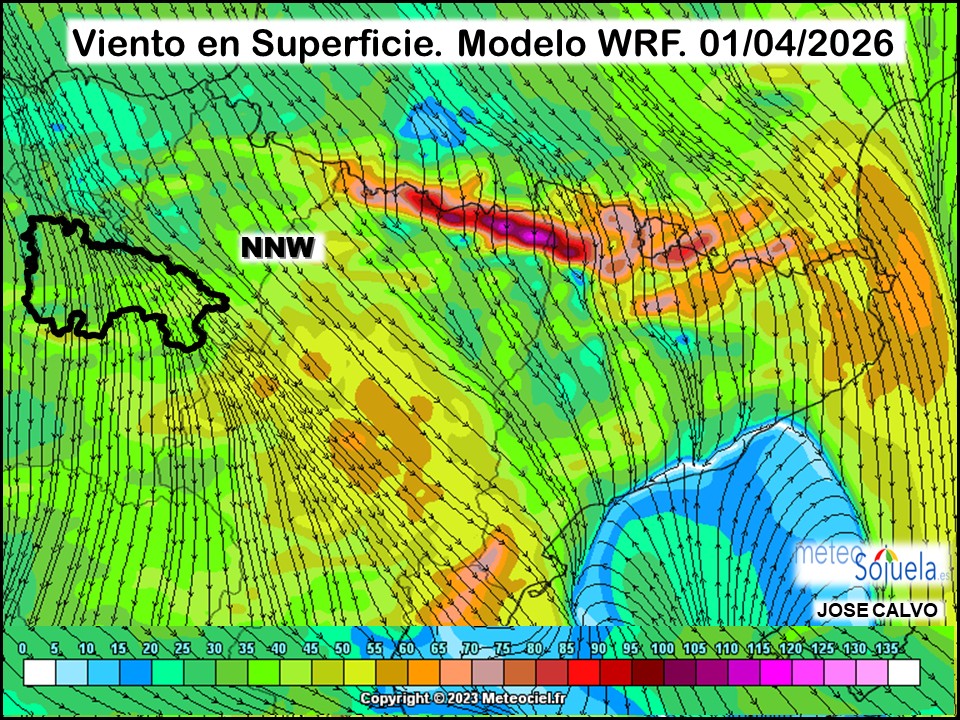 Viento en Superficie Modelo WRF Meteosojuela.