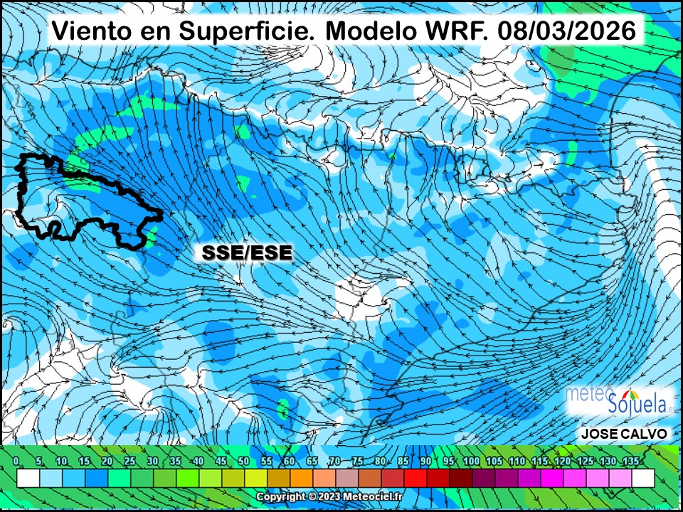 Viento en Superficie Modelo WRF Meteosojuela