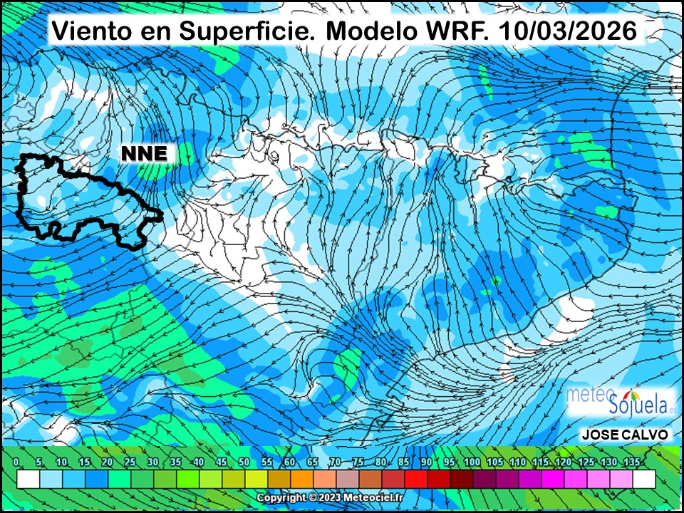Viento en Superficie Modelo WRF Meteosojuela.