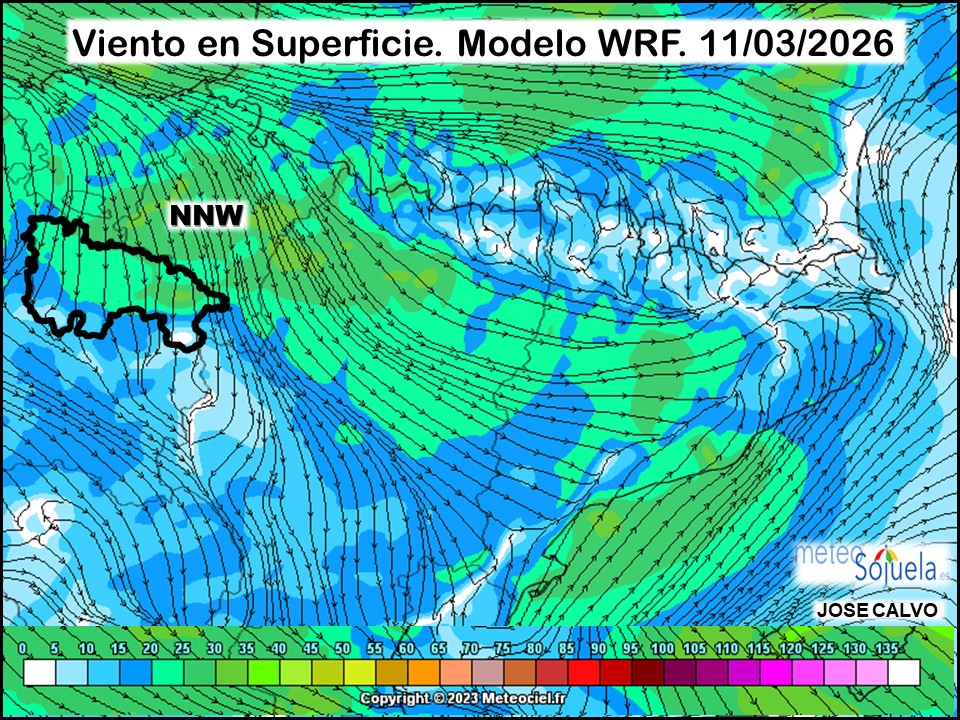 Viento en Superficie Modelo WRF Meteosojuela.