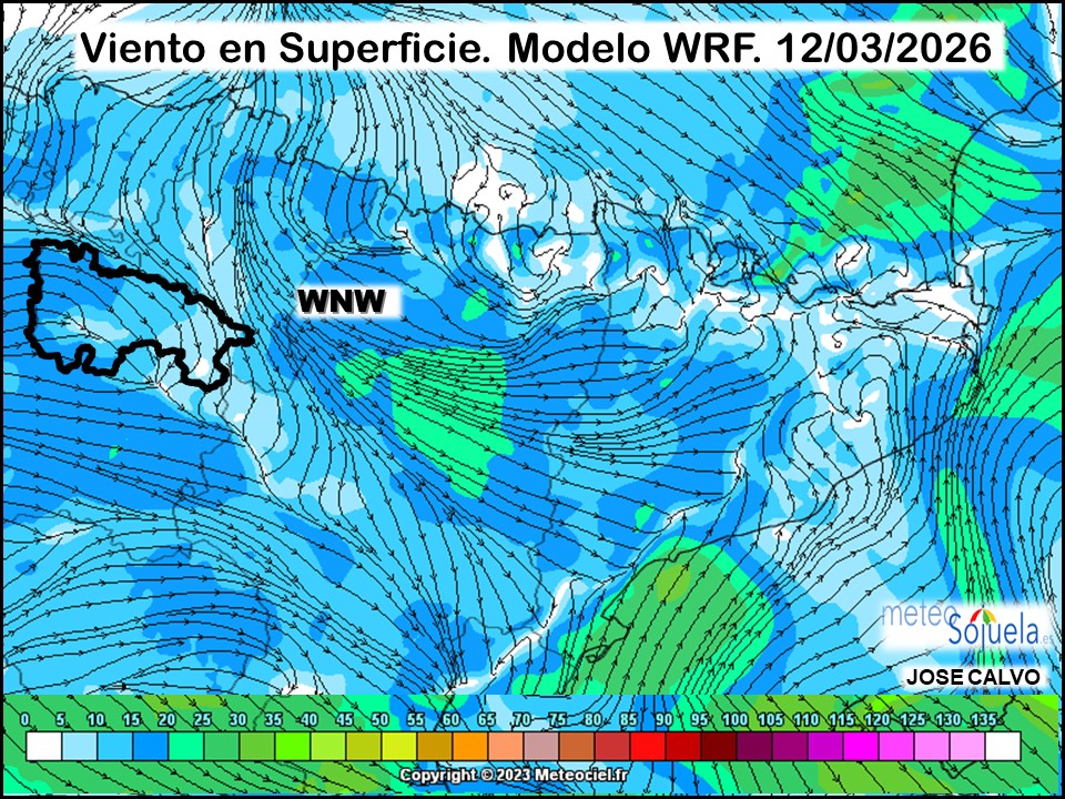 Viento en Superficie Modelo WRF Meteosojuela.