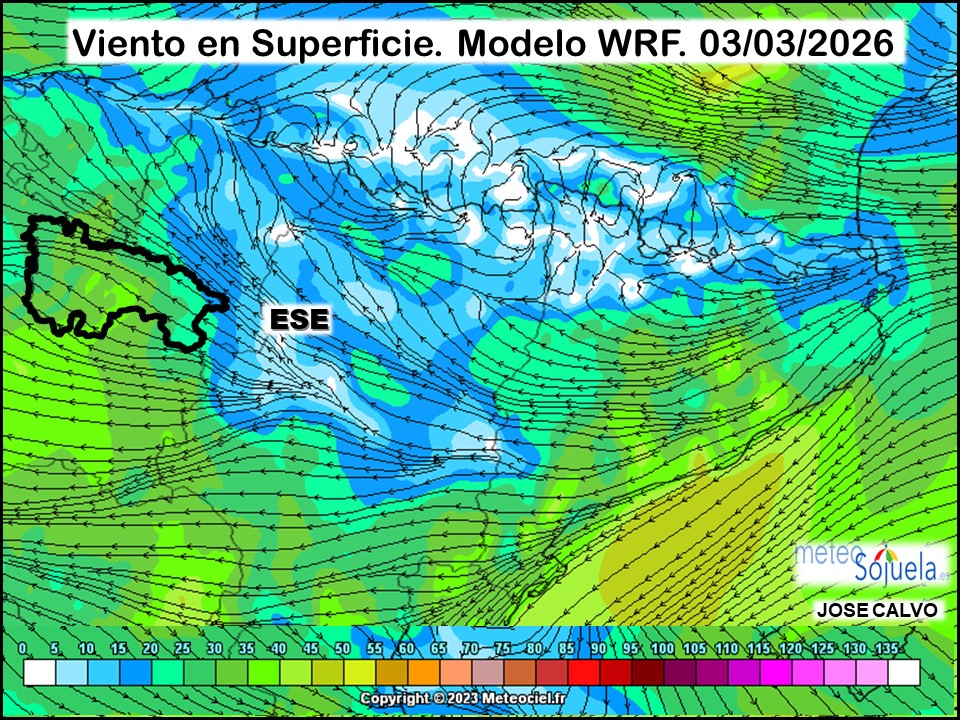 Viento en Superficie Modelo WRF Meteosojuela.