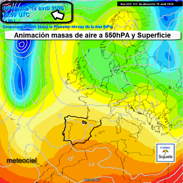 Animación Masas de aire 500hPa y Superficie. Meteosojuela