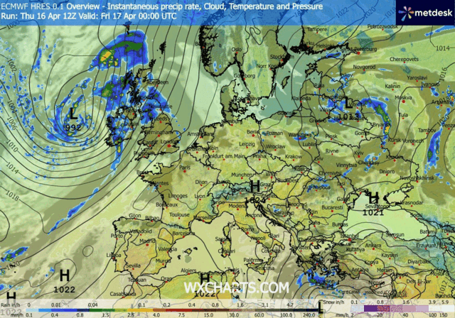 Animación Modelos de Centros de presión y borrascas GFS Europa. Meteosojuela La Rioja