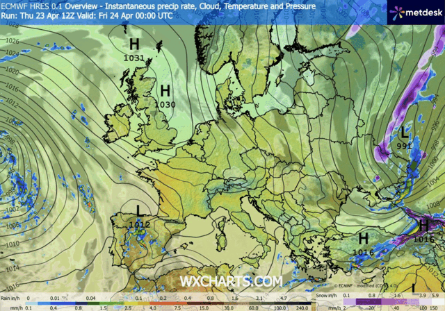 Animación Modelos de Centros de presión y borrascas GFS Europa. Meteosojuela La Rioja