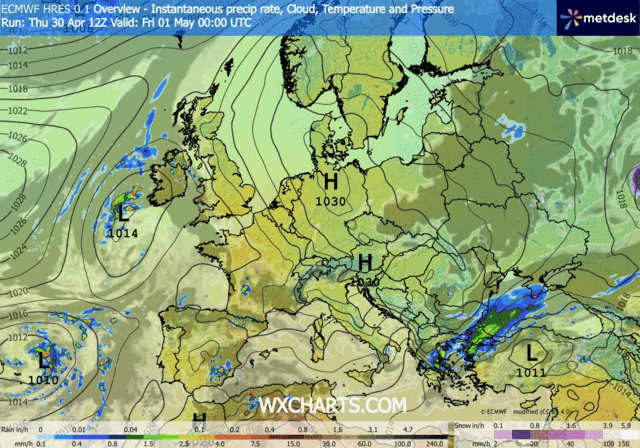 Animación Modelos de Centros de presión y borrascas GFS Europa. Meteosojuela La Rioja