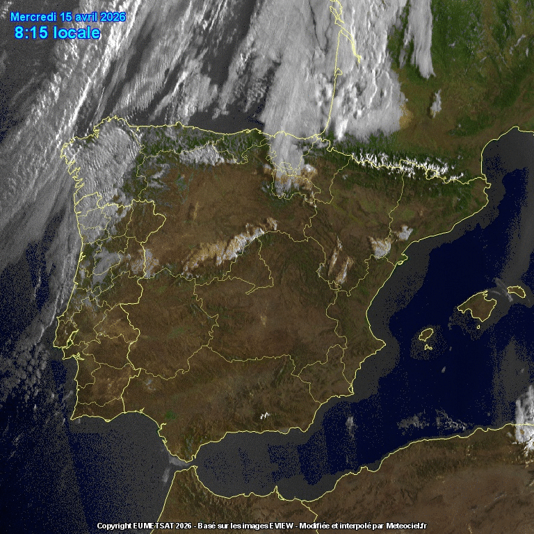 Animación imágenes satélite Meteosat. Cielos poco nubosos
