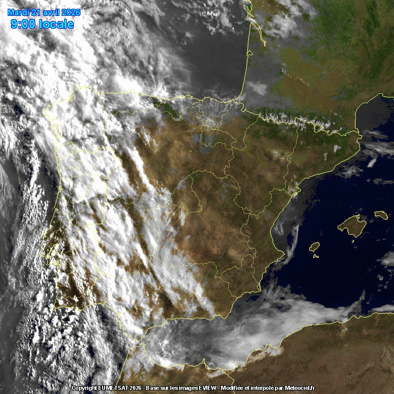 Animación imágenes satélite Meteosat. Frentes y tormentas