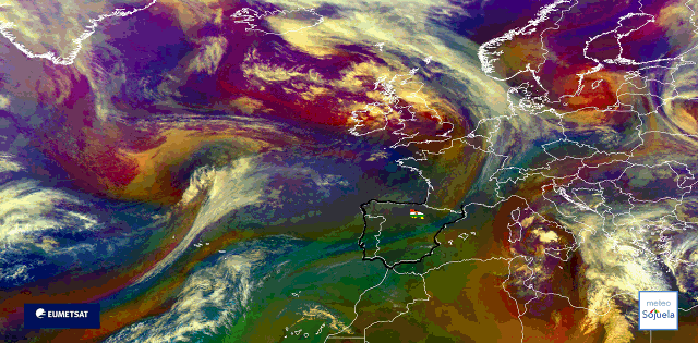 Animación imágenes satélite Meteosat. Interaccion de masas de aire