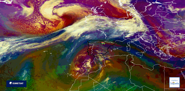 Animación imágenes satélite Meteosat. Interaccion de masas de aire