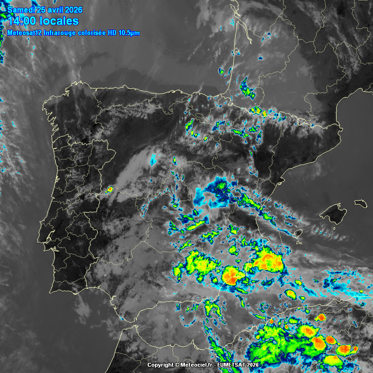 Animación imágenes satélite Meteosat. Línea de convergencia y tormentas