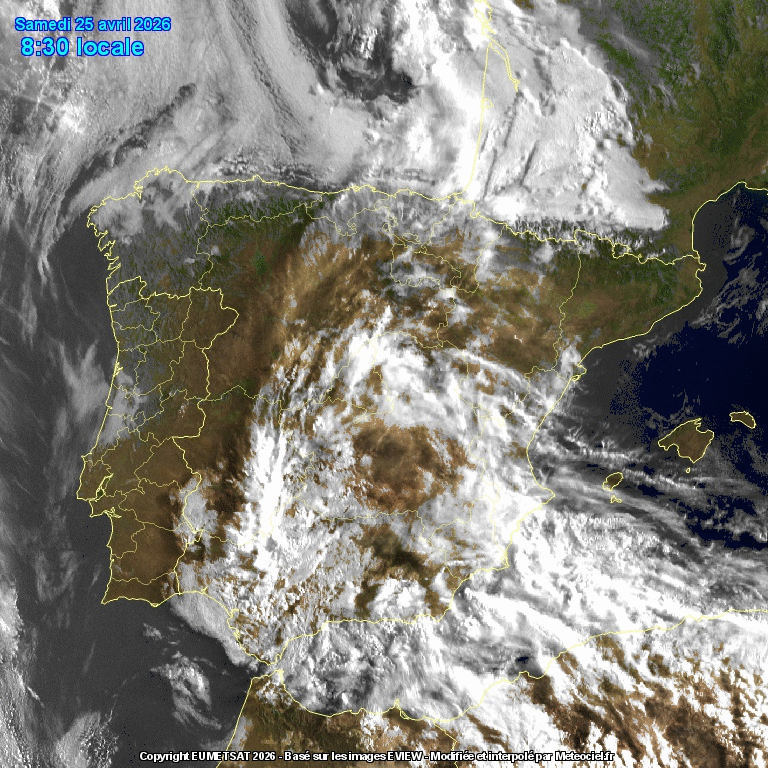 Animación imágenes satélite Meteosat. Línea de convergencia y tormentas