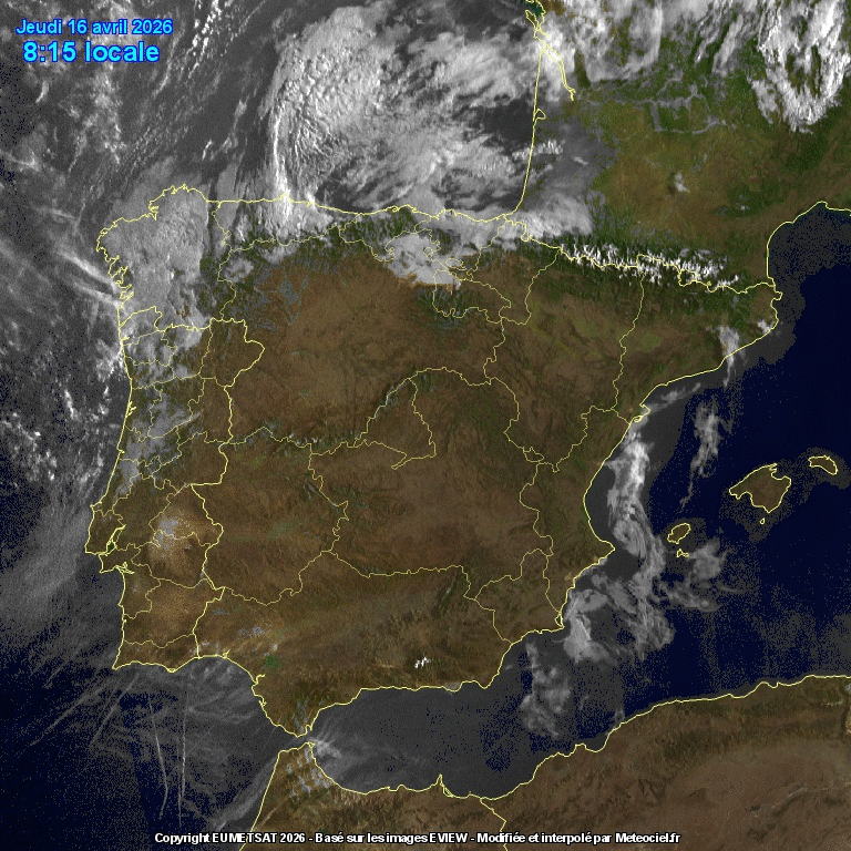 Animación imágenes satélite Meteosat. Nieblas y cielos despejados