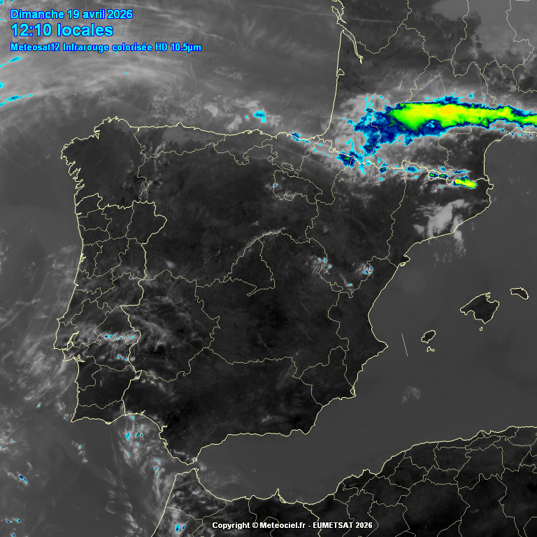 Animación imágenes satélite Meteosat. Nubes de evolución y tormentas