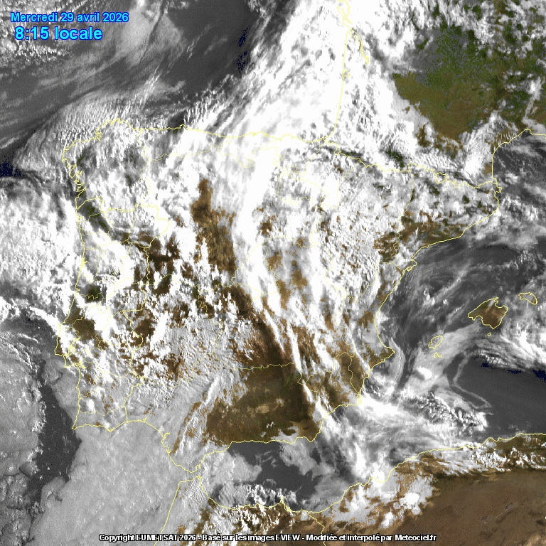 Animación imágenes satélite Meteosat. Nubosidad abundante