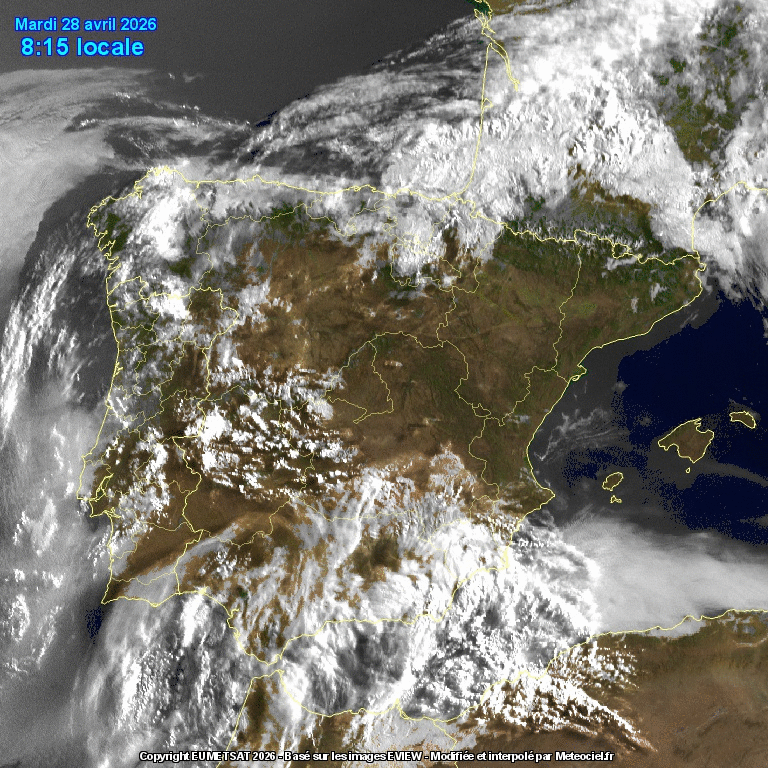 Animación imágenes satélite Meteosat. Nubosidad en aumento