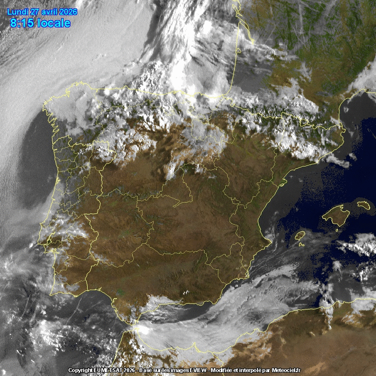 Animación imágenes satélite Meteosat. Nubosidad en aumento
