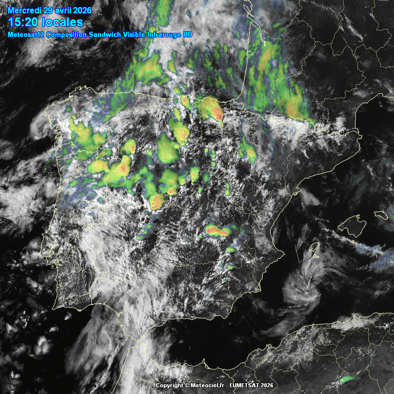 Animación imágenes satélite Meteosat. Tormentas