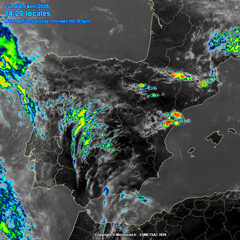 Animación imágenes satélite Meteosat. Tormentas y líneas de inestabilidad