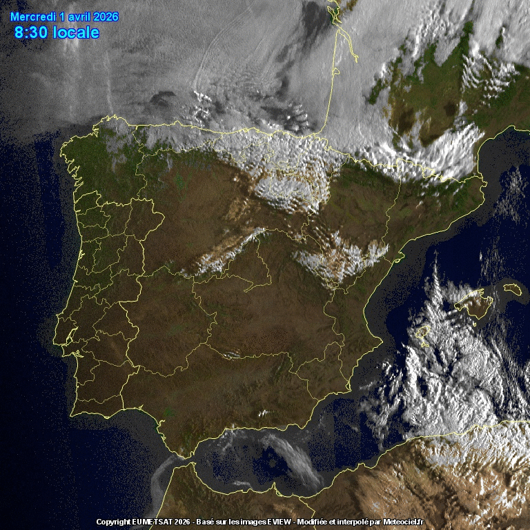 Animación imágenes satélite Meteosat. Vientos del Norte y frentes