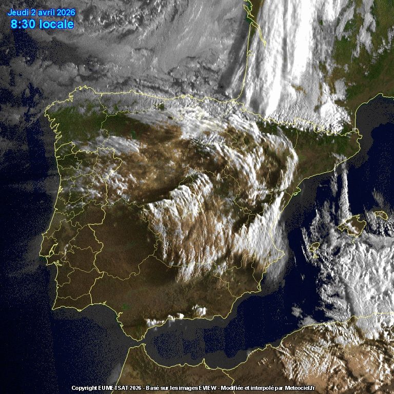 Animación imágenes satélite Meteosat. Vientos del Norte y frentes