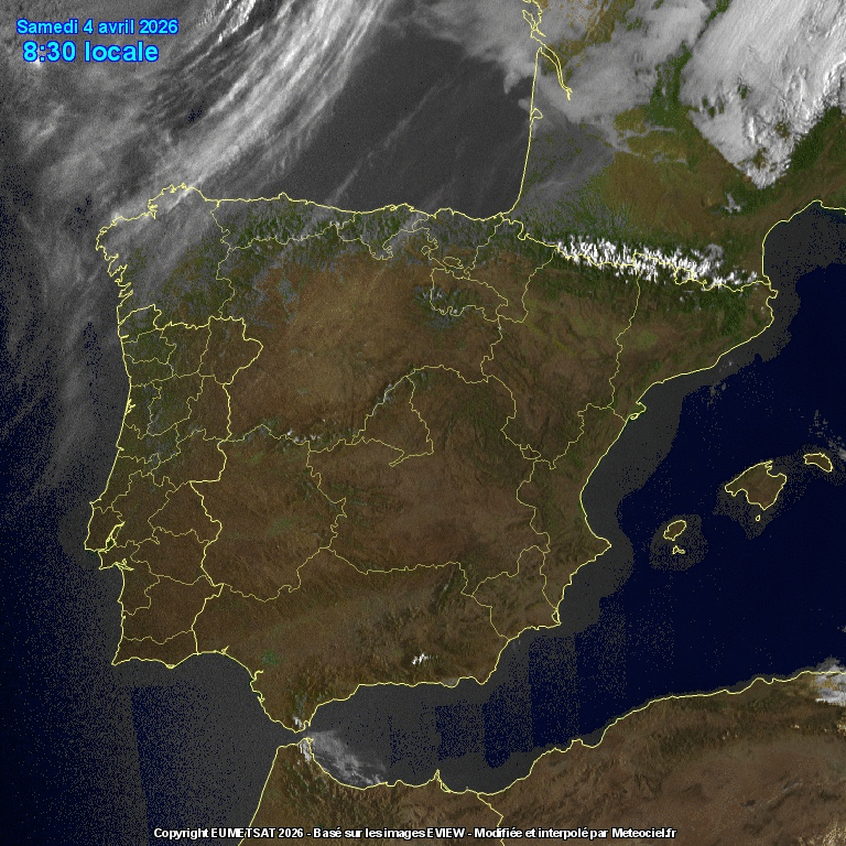 Animación imágenes satélite Meteosat. Vientos del Norte y frentes
