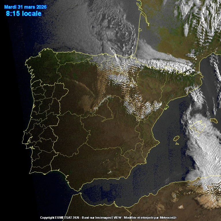 Animación imágenes satélite Meteosat. Vientos del Norte y frentes
