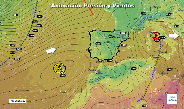 Animación presión y viento, Entran las altas presiones