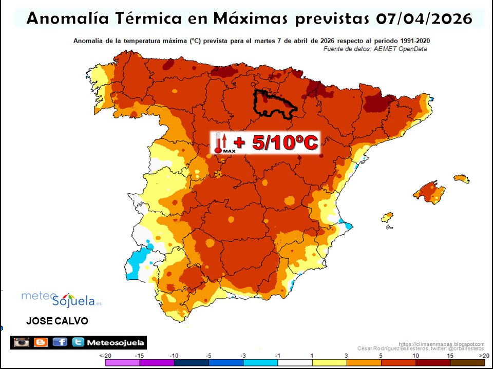 Anomaías térmicas previstas