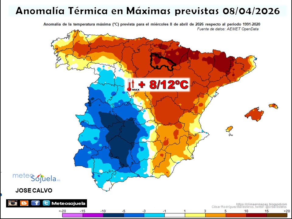 Anomaías térmicas previstas