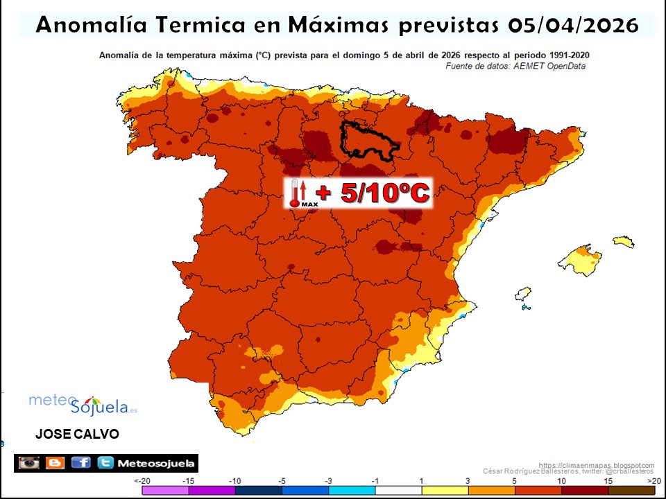 Anomaías térmicas previstas