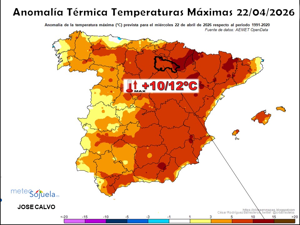 Anomalía Térmica de las Temperaturas Máximas 21 04 2026